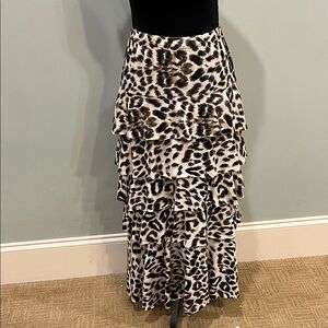 Elegant Leopard Print Tiered Maxi Skirt